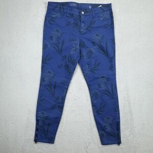 Tommy Hilfiger Pants Womens 12‎ Blue Floral Print Skinny Stretch Zipper Hem